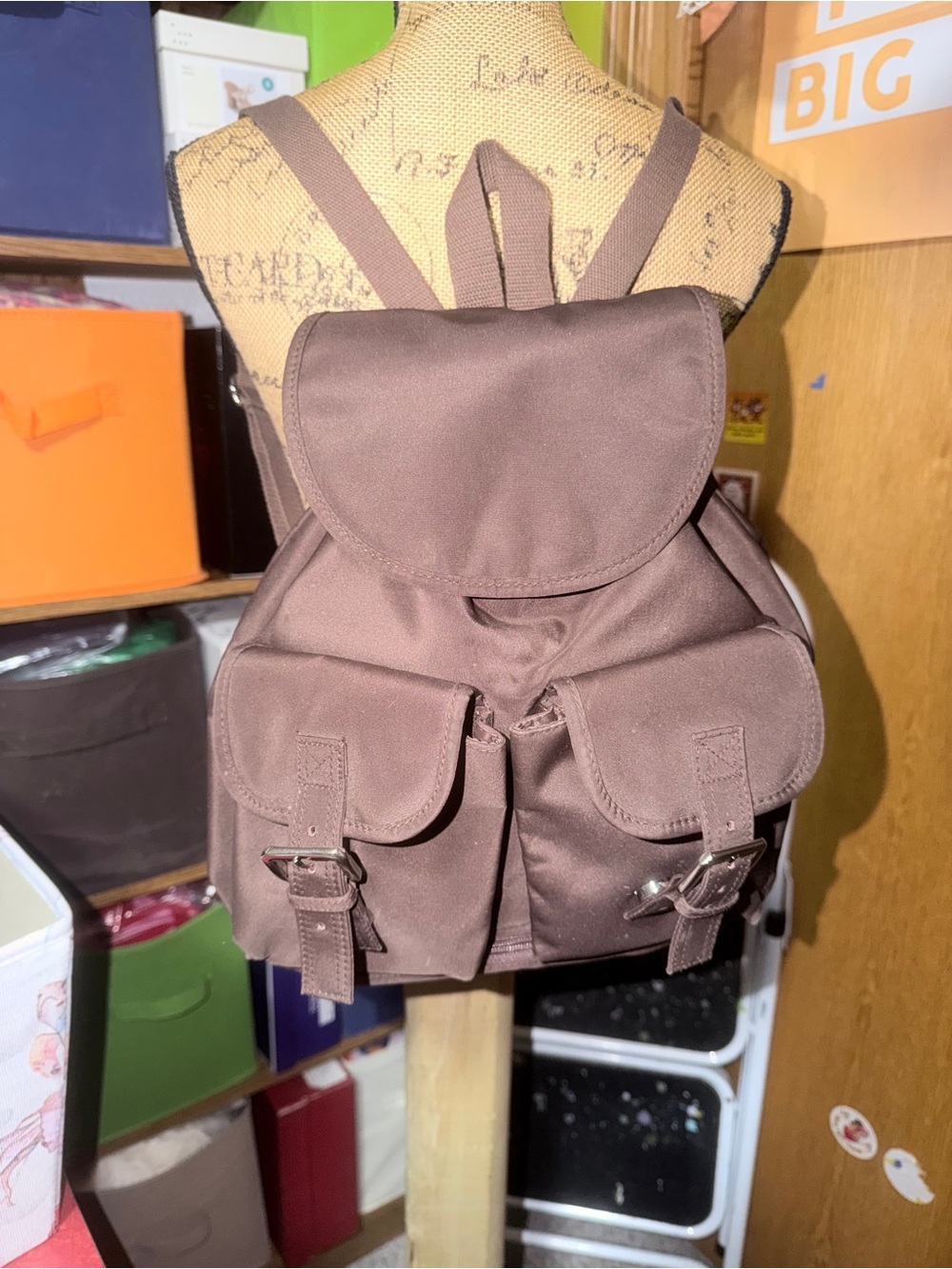 Amy Coe Brown Canvas Mini Backpack with Front Pockets